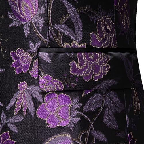 Image of Barry.Wang Mens Floral Blazer Suit Jacket Notched Lapel Casual Sport Coat