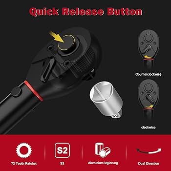 VANPO 3/8-inch Drive Click Torque Wrench, 5-45 Ft-Lb/6.8