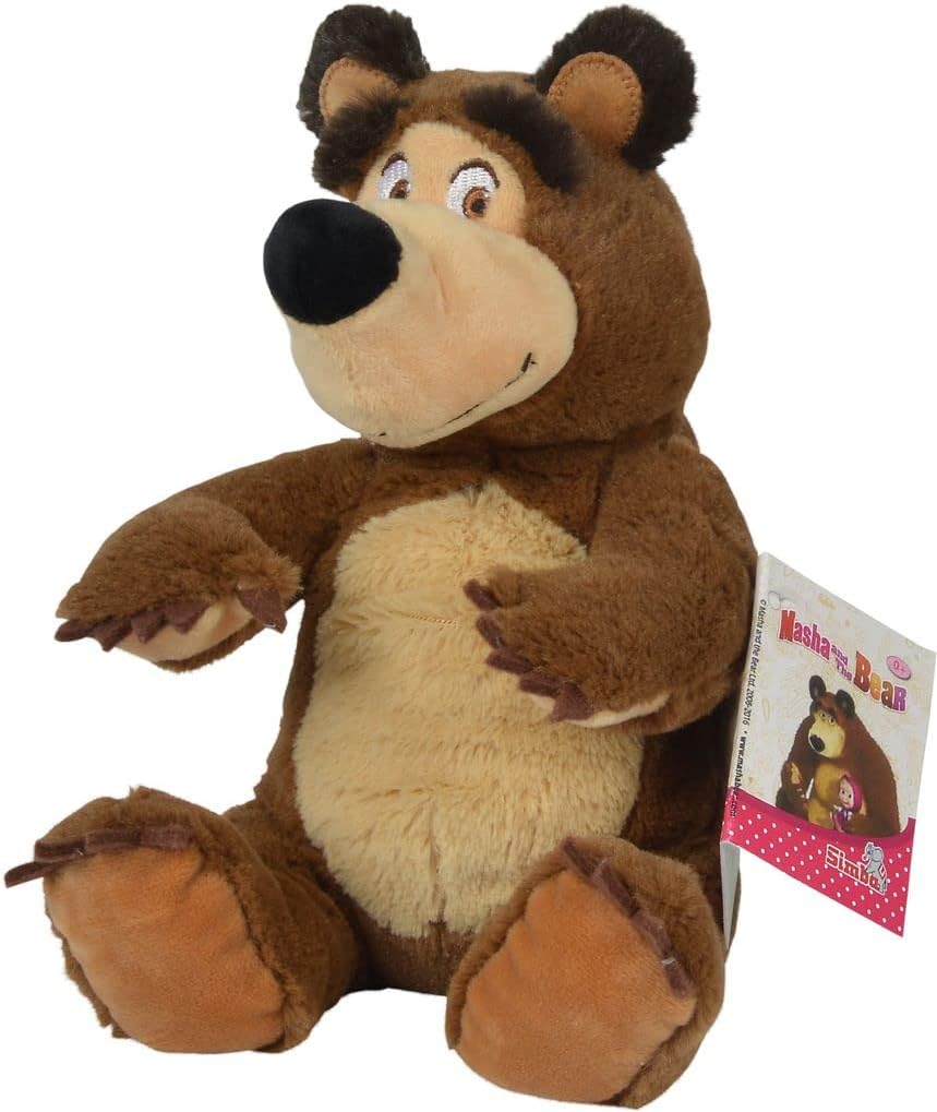 Simba 109301034 Masha and the Bear Bean Bag Bear, 20 cm, Sitting, with Floppy Legs, from 3 Years