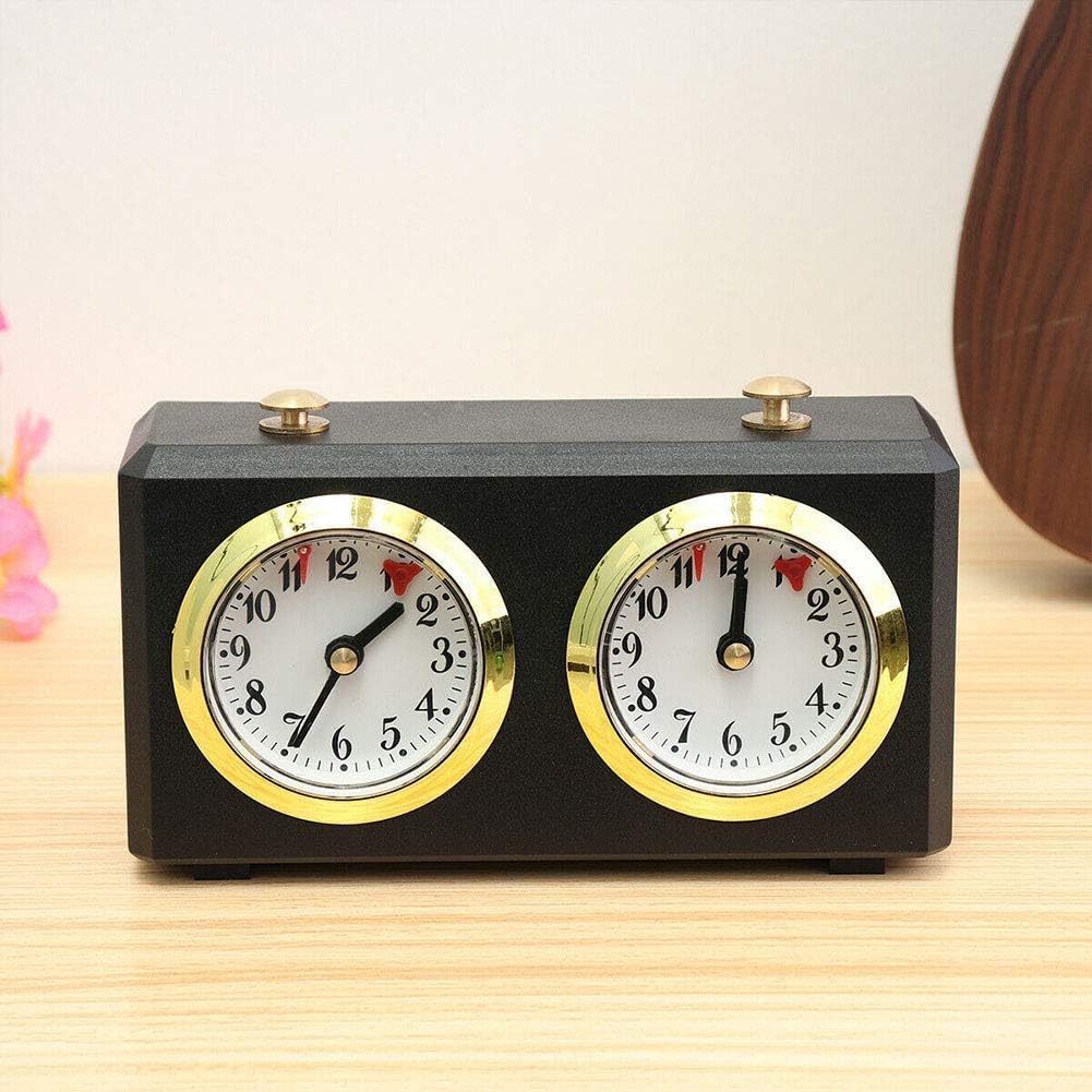 Schach Timer, Professionelle Schachuhr Spiel Timer Analog Uhr Schach Timer I-GO Count Up Count Down Timer, Internationale Schachuhr Keine Batterie benötigt (Schwarz)