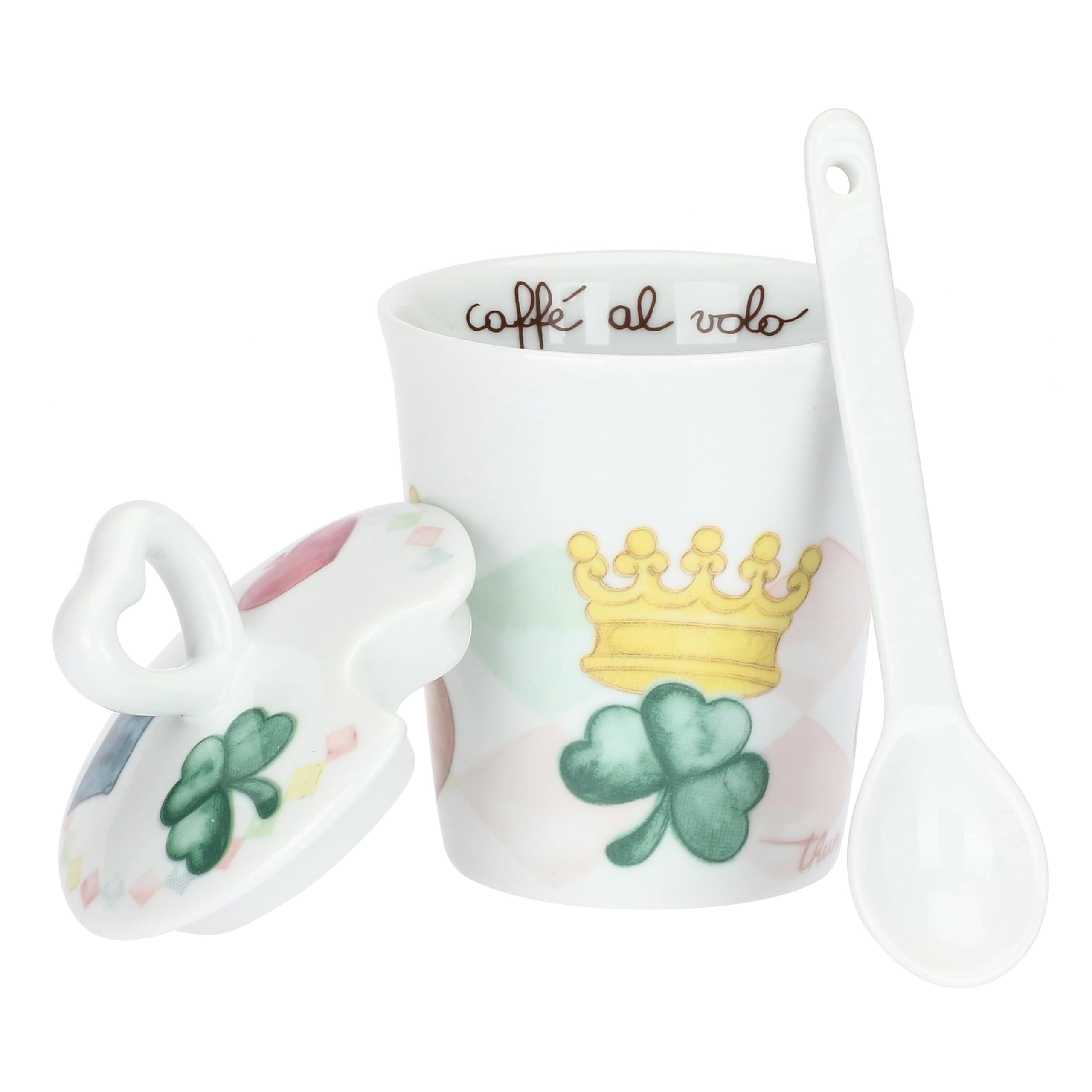 THUN Zuccheriera con Cucchiaino in Porcellana Incanto di Primavera, Ø 8 cm, 8,5 cm h, Cucchiaino 13 cm