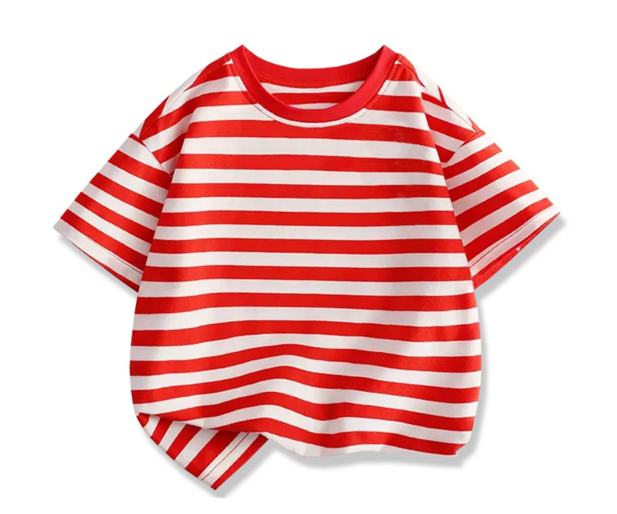 DINGDONG'S Kid Boys Girls Summer Crewneck Casual Striped Short Sleeve Tshirt Tops
