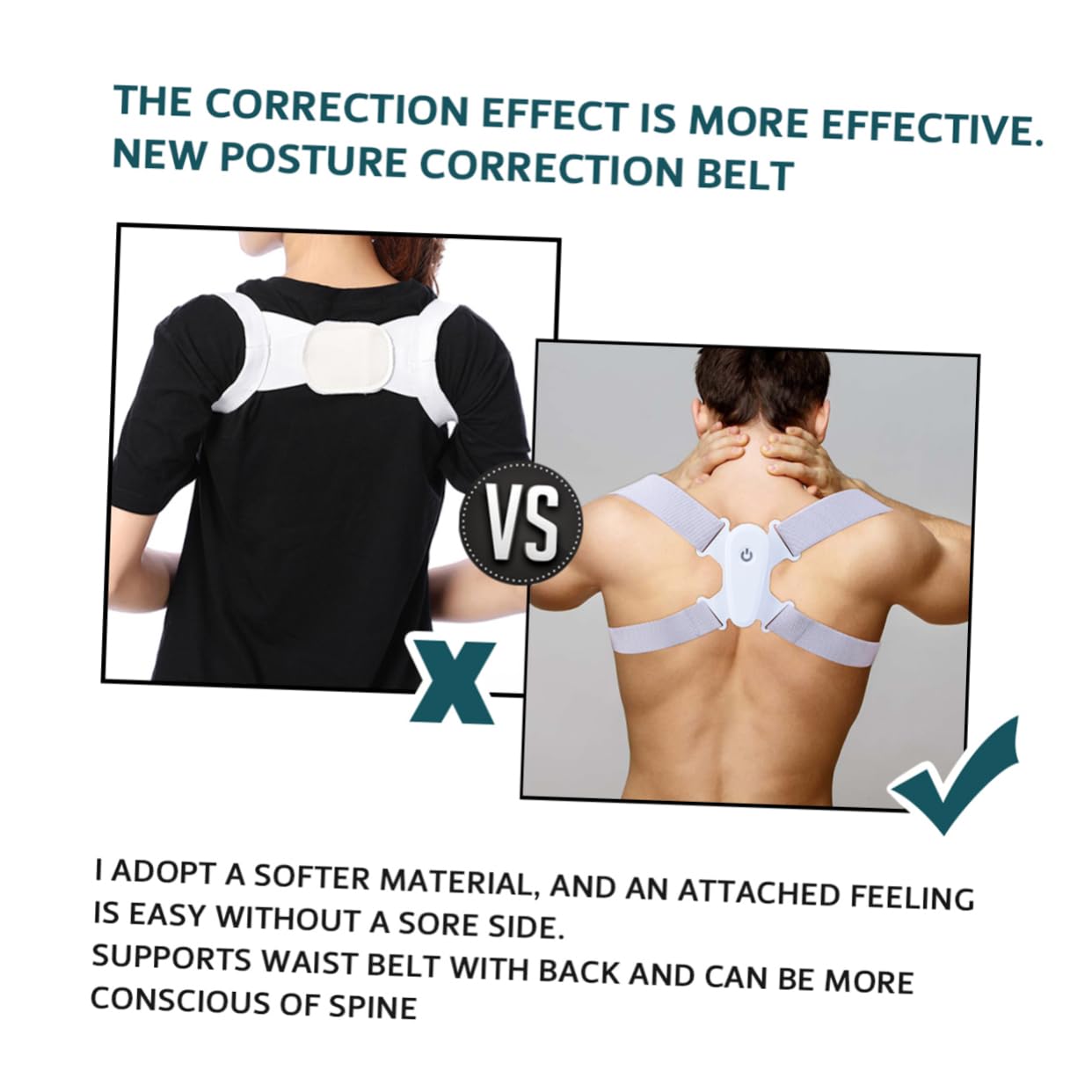 FRCOLOR 1 Set Smart Posture Intelligent Sensor Vibration Reminder Humpback Trainer for Boys and Girls Adults Ergonomic Support Belt