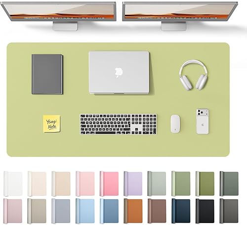 Miniatura 103 de YSAGi Protector de escritorio de piel, alfombrilla de oficina, alfombrilla grande para ratón, alfombrilla antideslizante de piel sintética, Azul