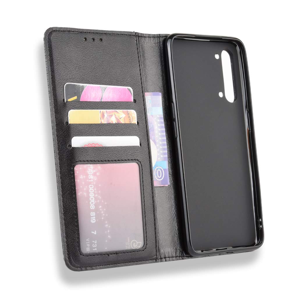 HULLIN Custodia Compatibile Con OPPO Find X2 Lite (6.4), Cover Protettiva Pelle PU - Rosso