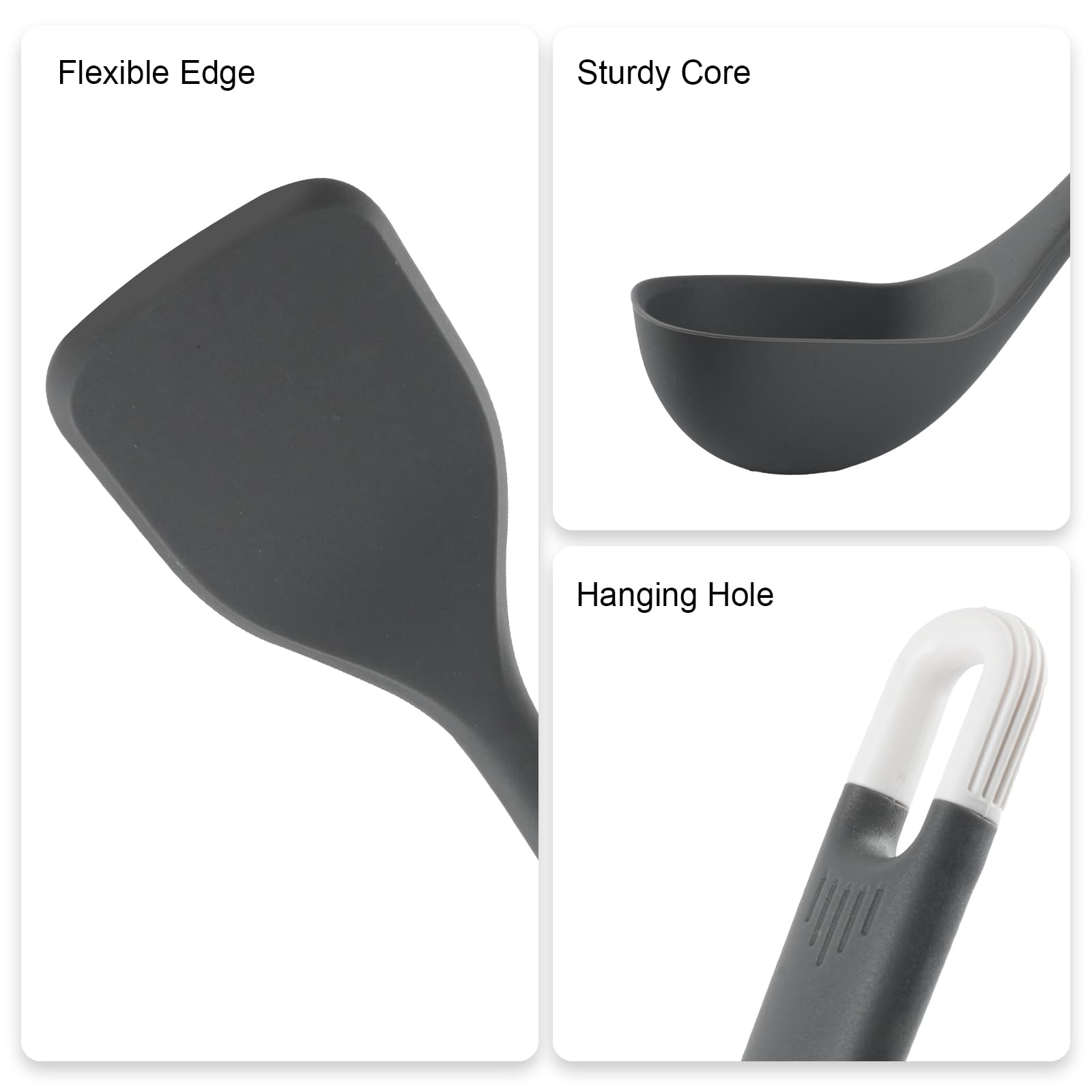 MOACC - Juego de utensilios de cocina de silicona: resistentes al calor de 13.6 pulgadas de largo, sin BPA, accesorios de cocina de goma antiadherente para preparar alimentos, freír, servir, untar