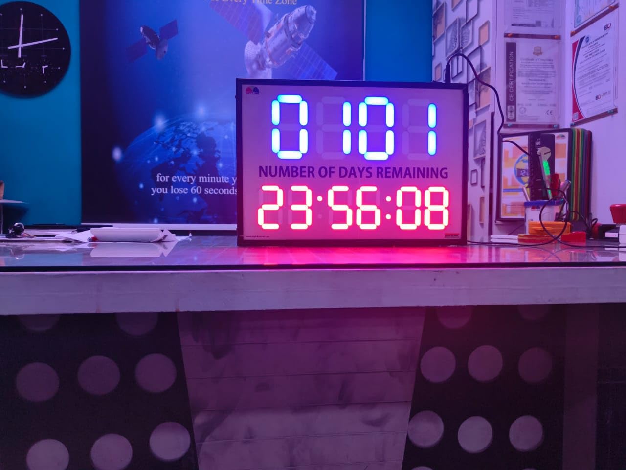 Jumbo Large Event-Days & Time Countdown Timer with Alarm LED Display DDDD-HH:MM:SS Display Format Operated on 230VAC/ 12VDC-image-48