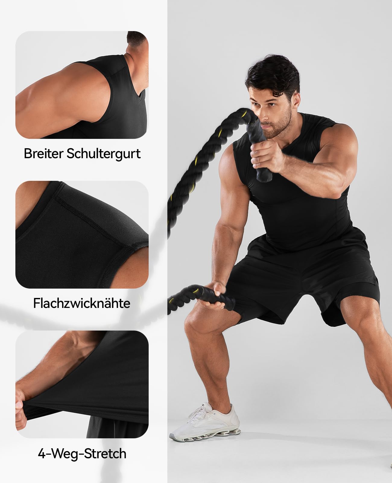 Niksa T-shirt de compression pour homme - Débardeur de sport sans manches - T-shirt fonctionnel de course