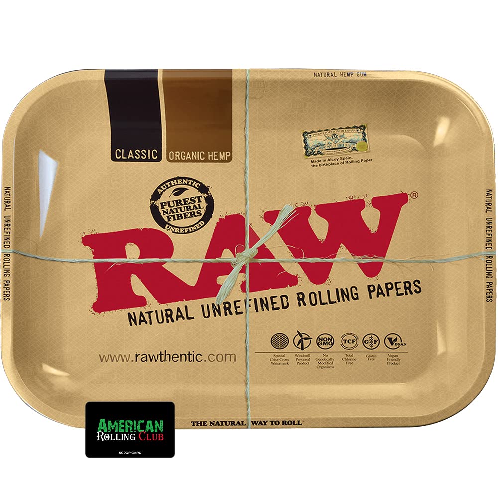 Amazon.com: RAW Classic Rolling Tray | American Rolling Club Scoop Card  (Large) : Health & Household
