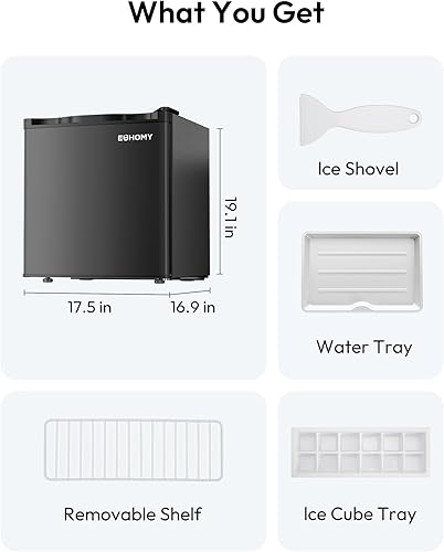 Miniatura 8 de EUHOMY Mini refrigerador de 1.7 pies cúbicos con congelador, refrigerador compacto reversible de una sola puerta, termostato ajustable, ahorro