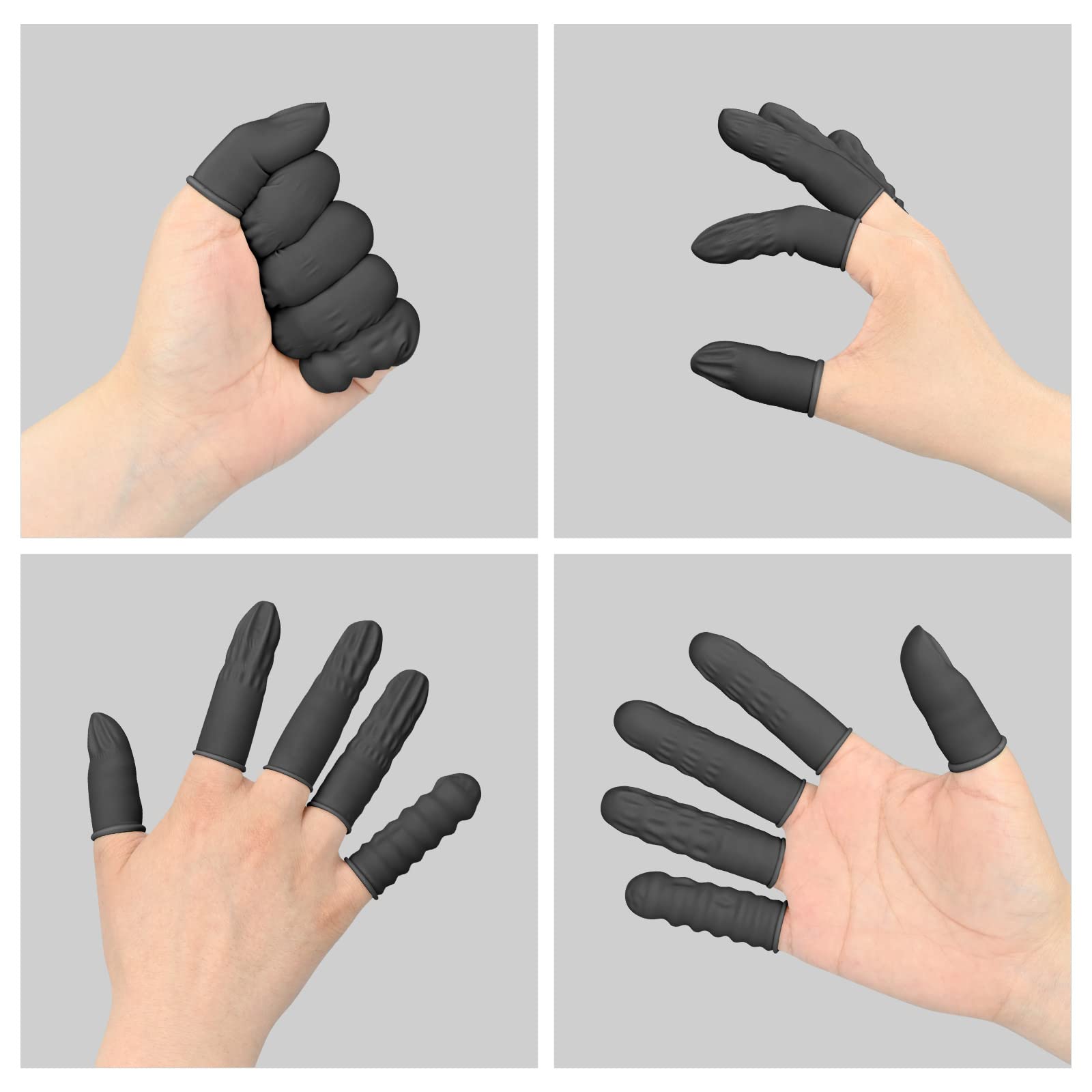 500 pièces Protège Doigt Doigtiers en Latex Doigts en Gel Cots Protection des Doigts gardant Votre Pansement Sec et Propre，Protection des Doigts(Noir