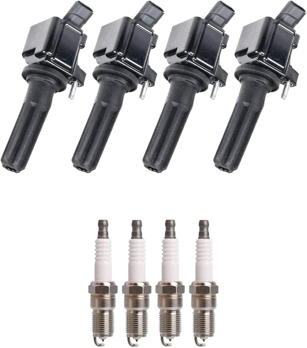 ENA Set of 4 Ignition Coil Pack and Platinum Spark Plug Compatible with Chevrolet Hummer Colorado Canyon Rainier Trailblazer Ascender 9-7X 3.7L 4.2L Replacement For 12496547 UF497 5019 C1558 5C1615