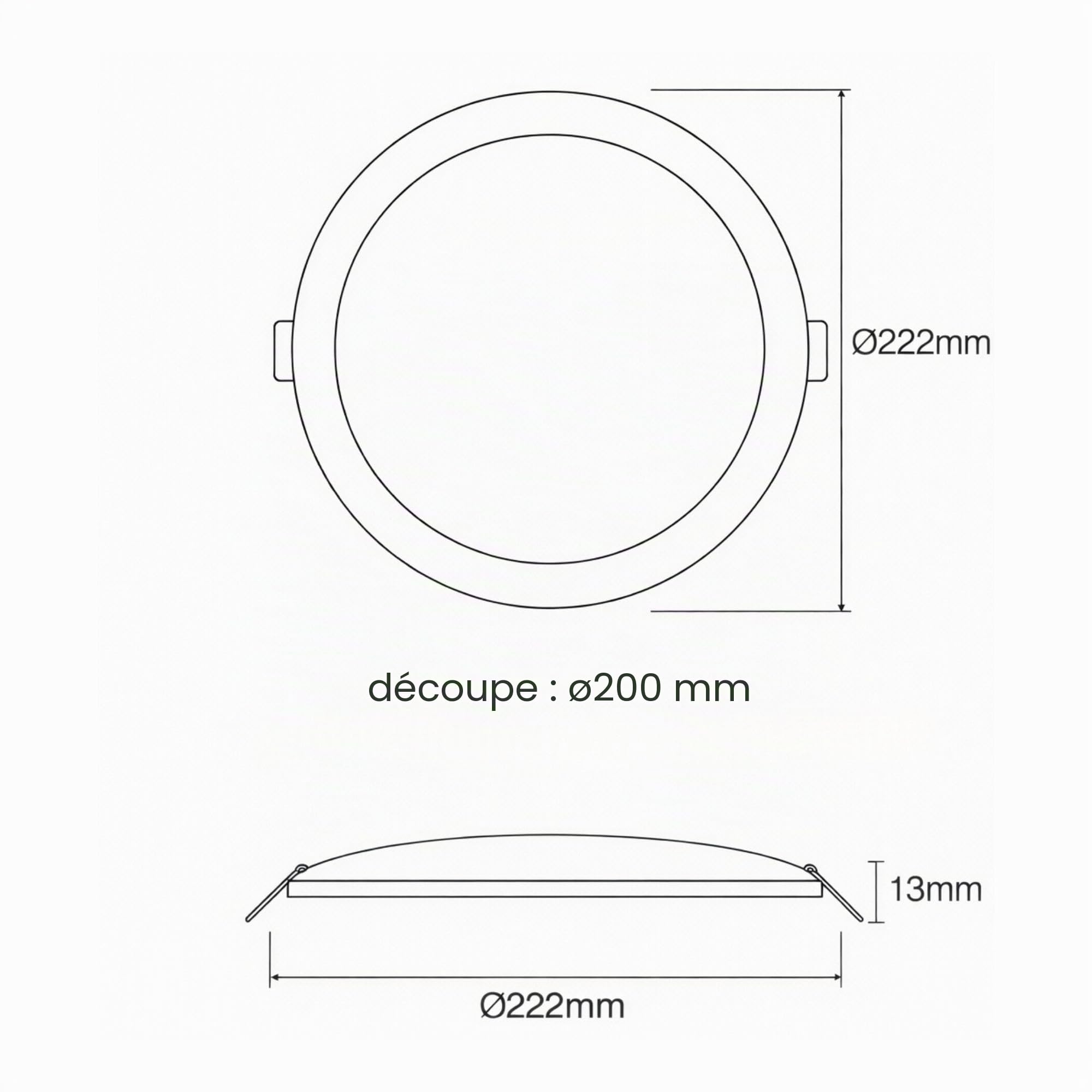 LED SPOT encastrer rond 18W 3000K/4200K/6000K blanc Ø224x13 220V 1440lm lot de 5