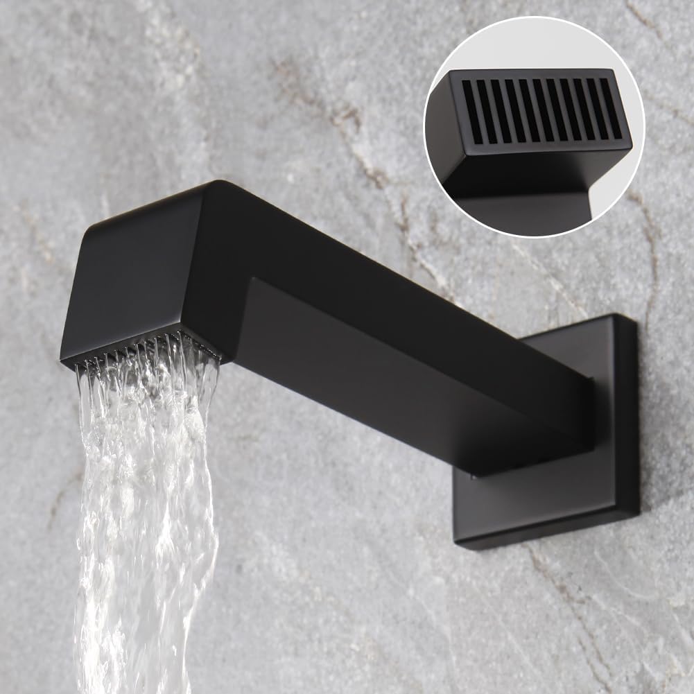 Matte Black Shower Tub Faucet Set Bathroom Rain Shower System with Tub Spout Wall Mounted Rainfall 12 Inch Shower Head and Handle Set Include Shower Valve and Trim Kit