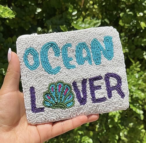 OCEAN LOVER Bead Coin Pouch, Beaded Coin Pouch, Bead Coin Purse, Small Wallets for Coins, Coin Bag, Birthday Gifts2