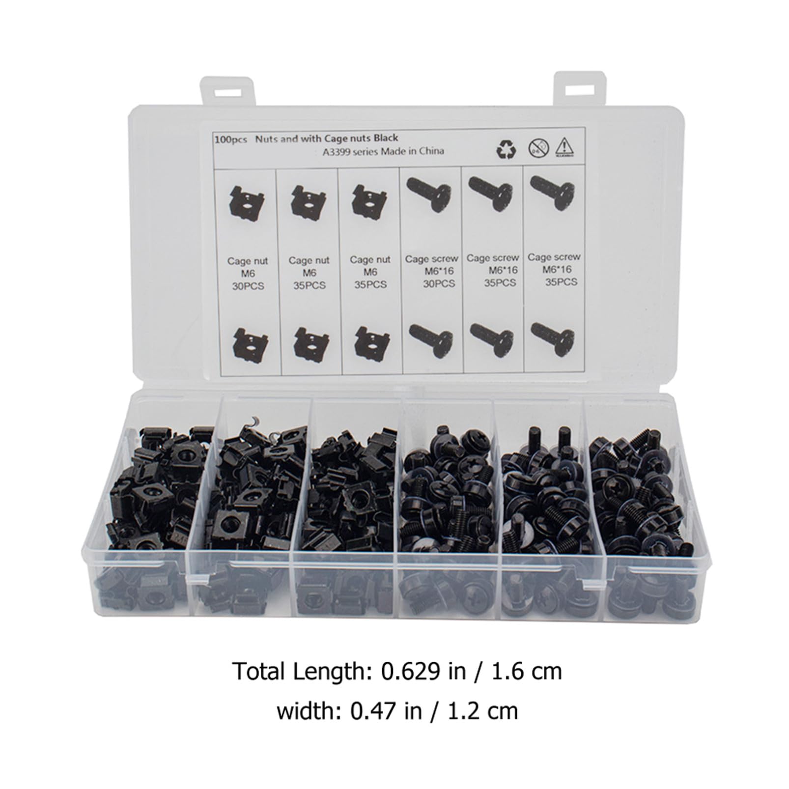 Cabilock Juego De 100 Tornillos M6 Para Rack Industrial, Tuercas Cuadradas Enjauladas y Arandelas Metálicas Negras, Kit Multifuncional Para Montaje En Bastidores y Armarios De Equipos Profesionales