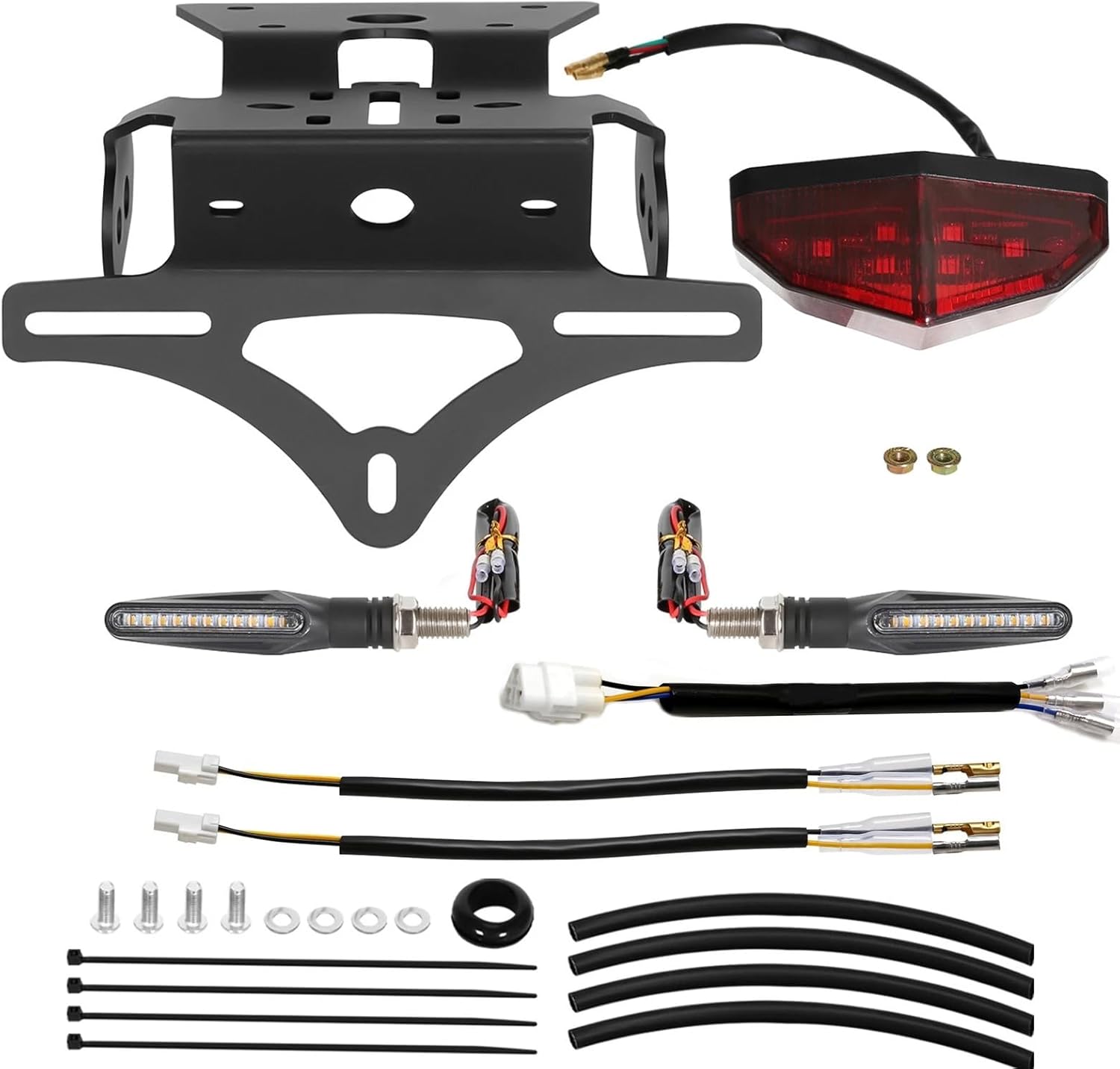 Plug & Play GSX8R GSX8S Fender Eliminator Tail Tidy Kit Compatible with 2024-2025 GSX-8R & 2023-2025 GSX-8S License Plate Bracket with Tail Light and LED License Light (Red)