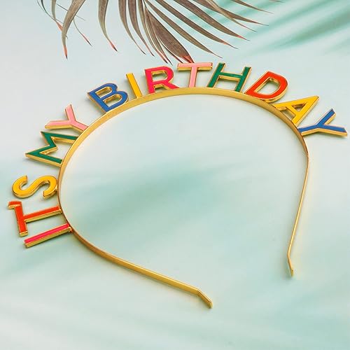Miniatura 8 de Diadema de aleación con corona de feliz cumpleaños, diseño de arco iris, diadema de aleación para mujeres y niñas, regalo de cumpleaños y