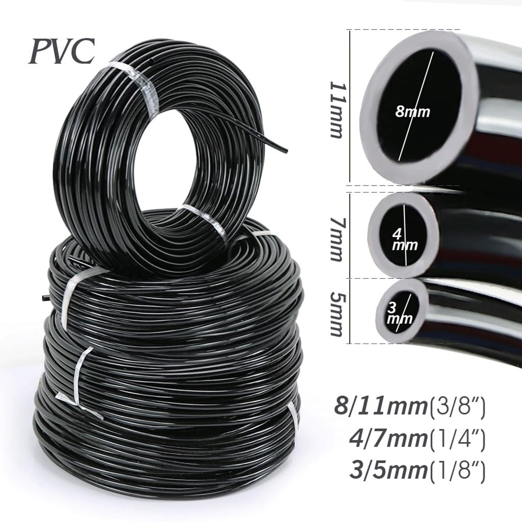 Tubo de riego por Goteo, Tubo de riego por microgoteo, Manguera de jardín de PVC, 1/8 Pulgadas, 1/4 Pulgadas, 3/8 Pulgadas, 5-100m(80m,1/4'' (innner Dia.4mm))