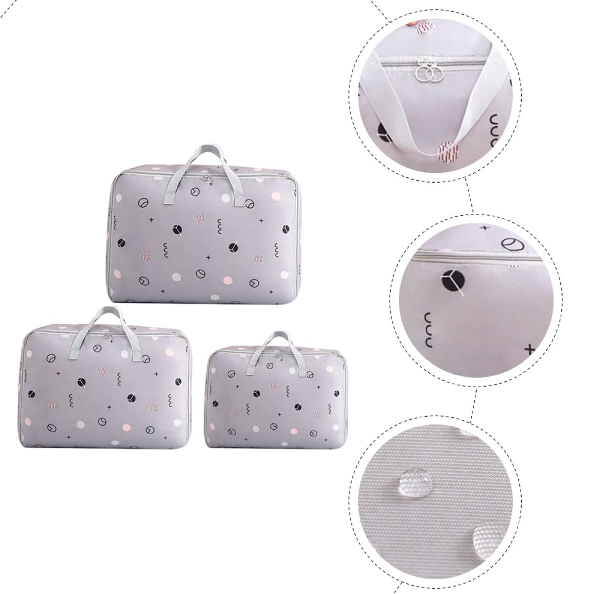 GALPADA Bolsa de Almacenamiento 3 Piezas para Edredones y Ropa Resistente al Agua de Tela Oxford Tamaños Mediano Grande y Extragrande Organizador Portátil Adecuado para Viaje y