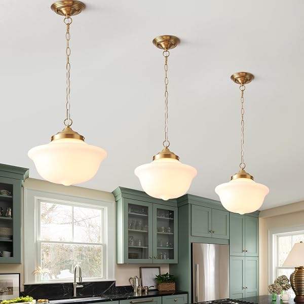 BinoBro Schoolhouse Light Fixture, 12 Inch Black Finish with Milk Glass Semi Flush Mount Ceiling Light, Ceiling Light Fi