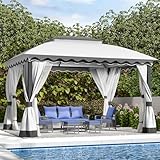 ZZW Outdoor Patio Gazebo 10×13 Heavy Duty Gazebos with Mosquito Netting & Double Roof Metal Steel Frame Canopy Gazebo Tent Shelter for Patio Lawn Backyard Garden