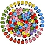 YGDZ Wooden Ladybugs, 100pcs Self-Adhesive Tiny Wooden Ladybug for Crafts Scrapbooking DIY Home Decor