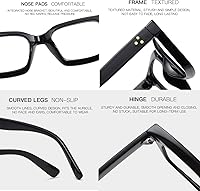 Vista 4 de EYLRIM Gafas clásicas de lente transparente con marco cuadrado grueso para mujeres y hombres, anteojos sin receta