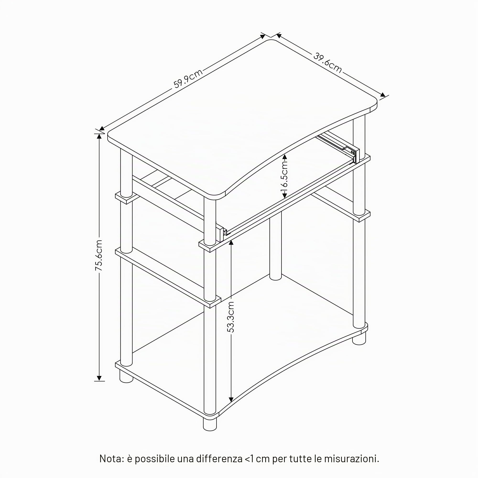 Furinno Home Scrivanie per Computer, HOLZ, nero/grigio, taglia unica