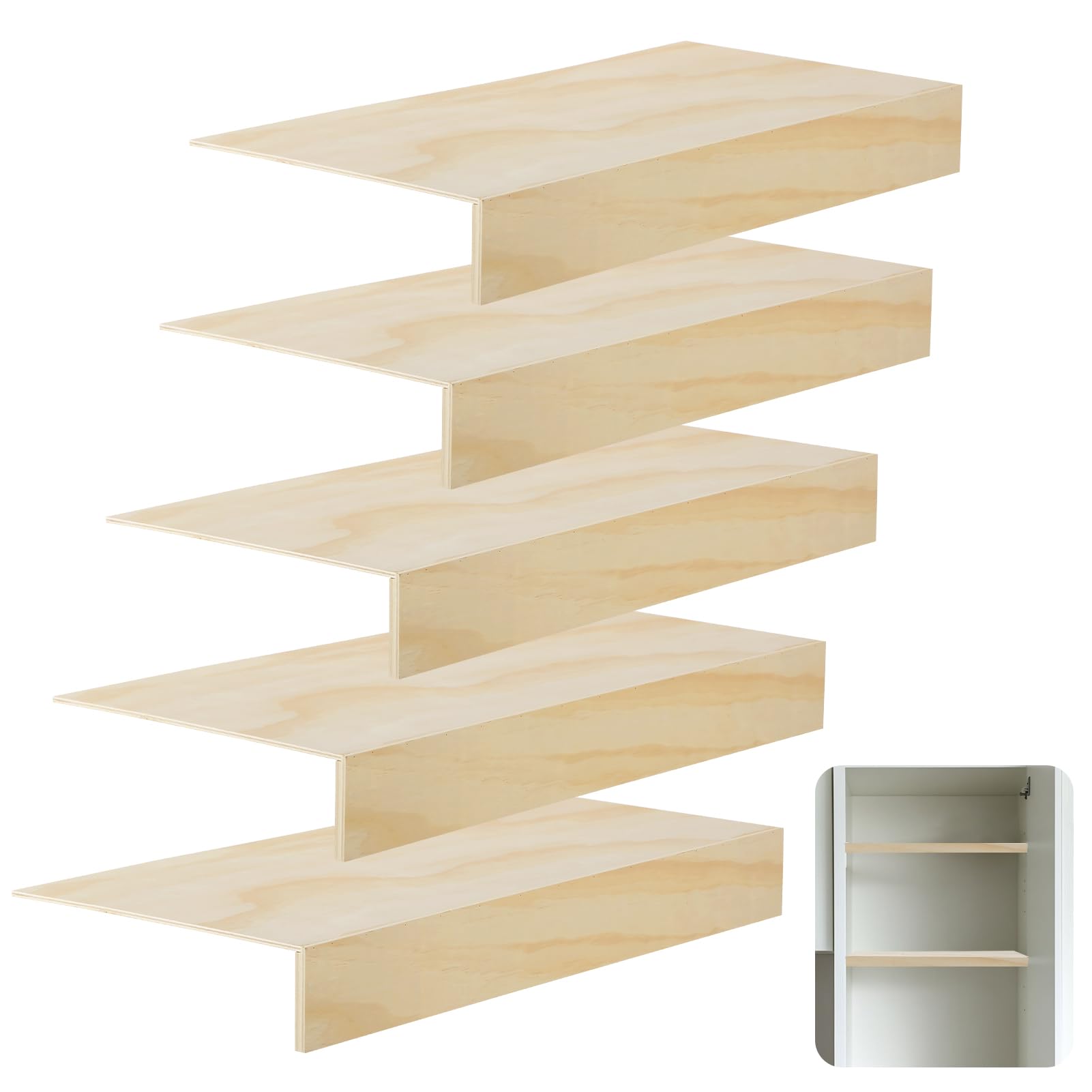 5 Pcs Wooden Shelf Covers 24 x 12 Inch,Wire Rack Covers for Pantry Wood Shelf Liners-0.2 inch Thick,Removable Wood Shelves Covering Weight Pantry Shelf Cover for Closet Kitchen Pantry Bathroom