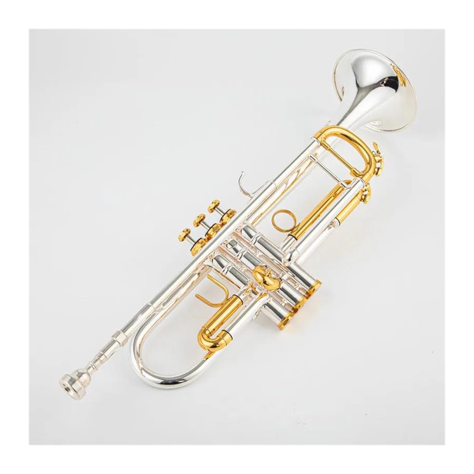 Trompetas para Estudiantes Trompeta Pequeña BB, Instrumentos Musicales Profesionales con Llave Dorada Y Plateada, con Estuche