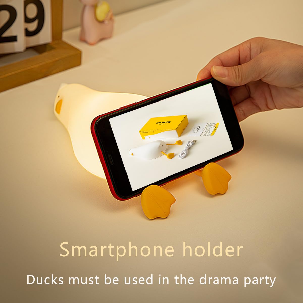 Lampada a LED a forma di anatra, lampada in silicone giallo, luce notturna regolabile dimmerabile con timer, lampada da comodino ricaricabile, regalo divertente per decorazione, allattamento al