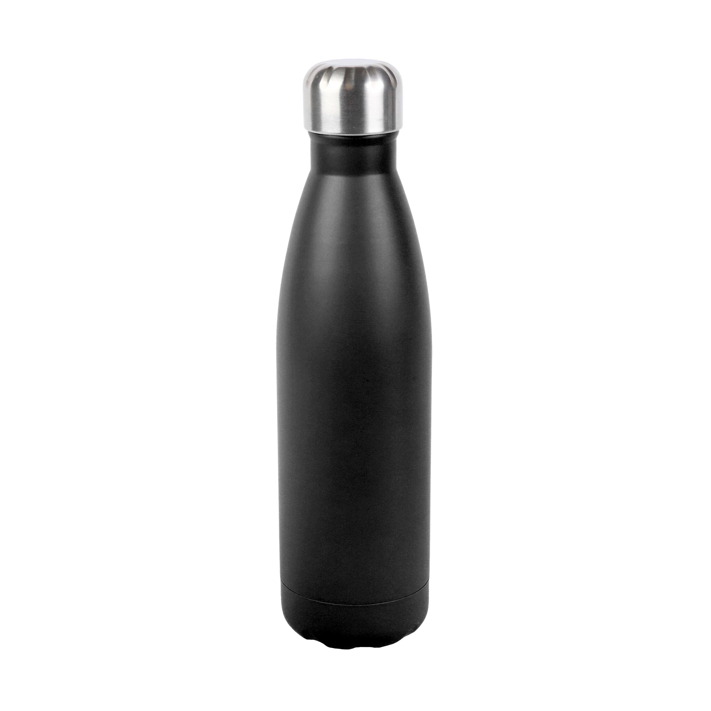 axentia Isolierflasche mit Deckel, Edelstahl Trinkflasche schwarz, ca. 500 ml