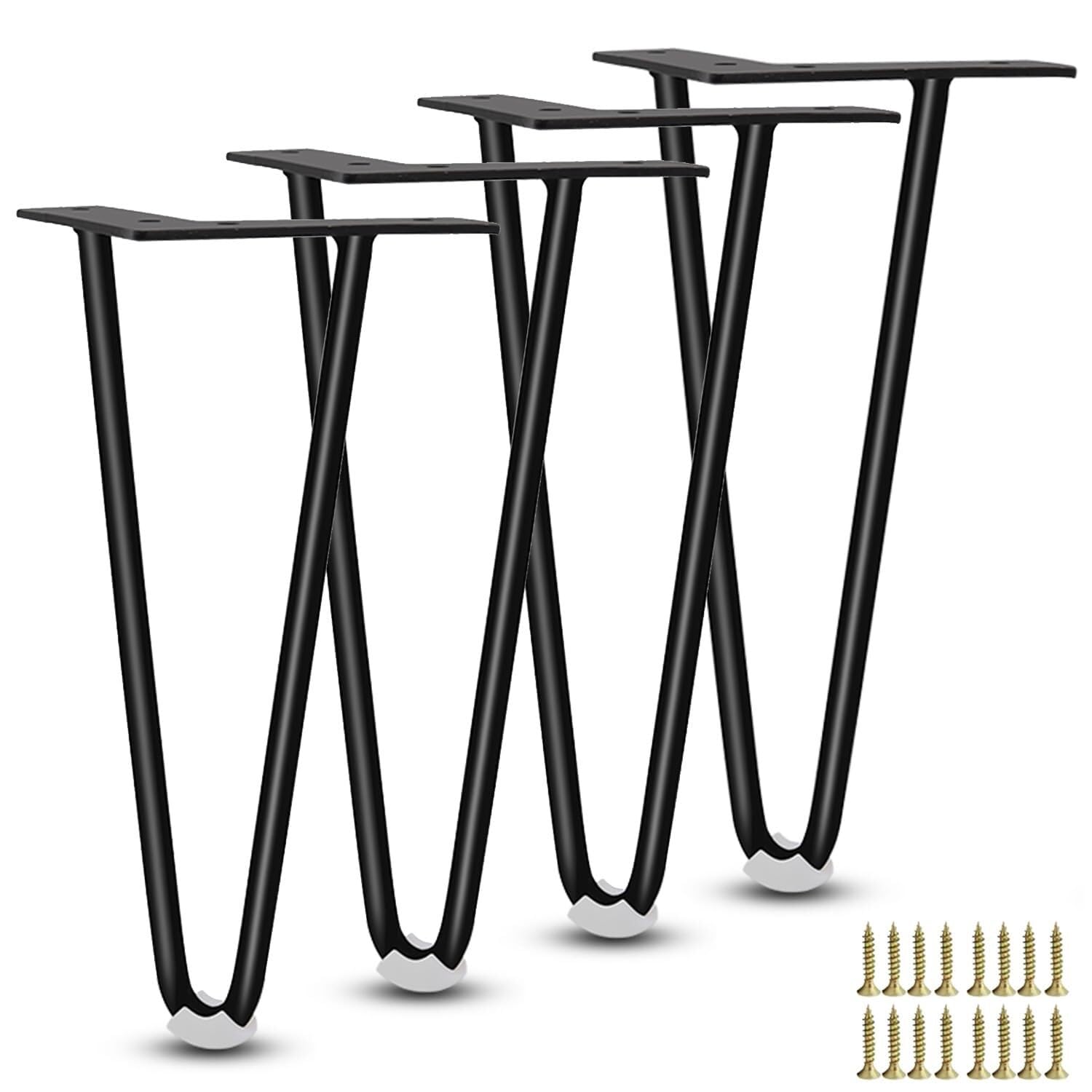 UYHBCNQD Hairpin Replacement Legs 4Pcs Furniture Legs Metal Solid Steel Support Legs 2 Rod Dresser Extenders Furniture Foot Cabinets Legs(Nero,18cm(7.09in))