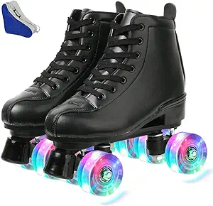 jessie High-Top Roller Skates for Men Women Outdoor and Indoor Roller Skates for Beginner Classic Four-Wheel Roller Skate with Shoes Bag