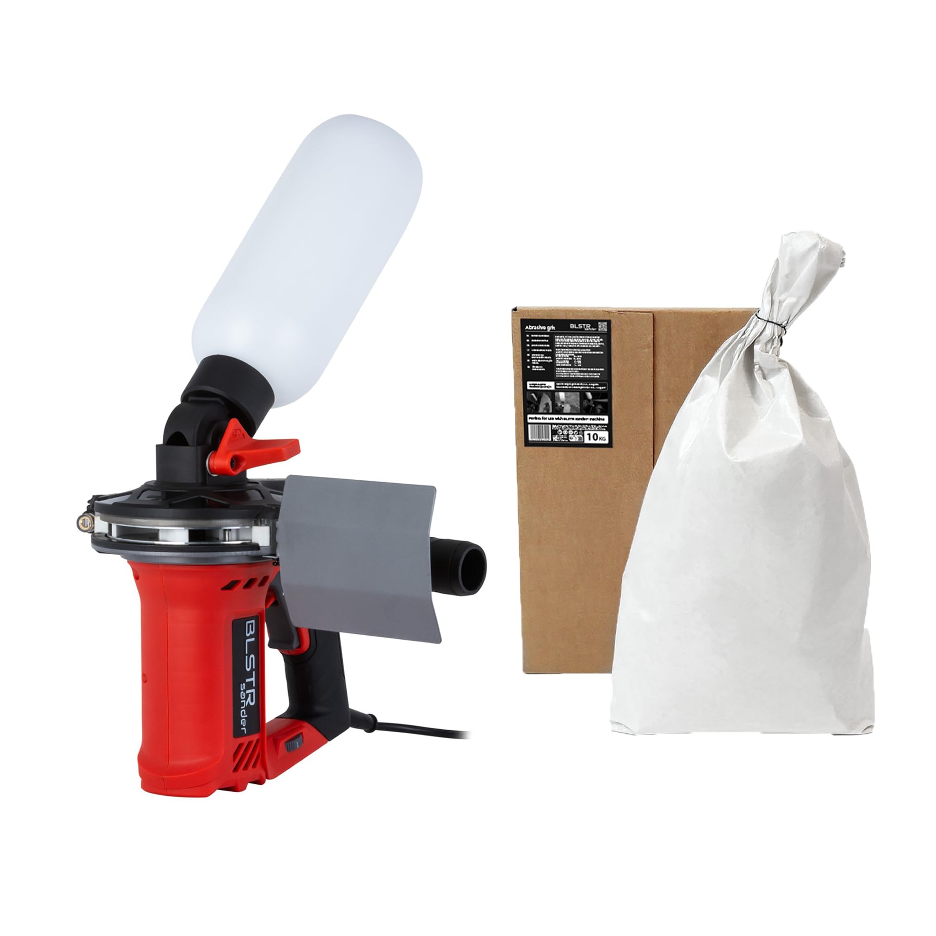 v2.0 Sabbiatrice elettrica portatile (Senza compressore) + 10 kg Ossido di alluminio 0,2–0,5 mm bundle – Rimozione ruggine, vernice e graffiti (Legno/Metallo/Vetro)