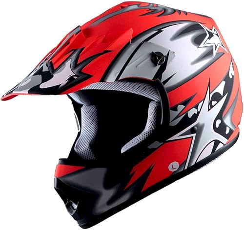WOW - Casco de motocross para niños, BMX, MX, ATV, casco de motocicleta todoterreno, color negro araña