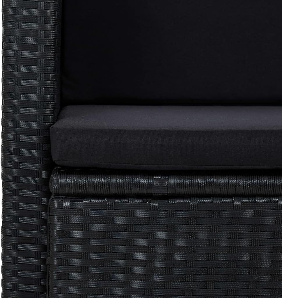 vidaXL Sofa, All Weather Outdoor Patio Loveseat Sofa with Cushions, 2 Seater Sofa Couch for Garden Backyard Lawn, Black Poly Rattan