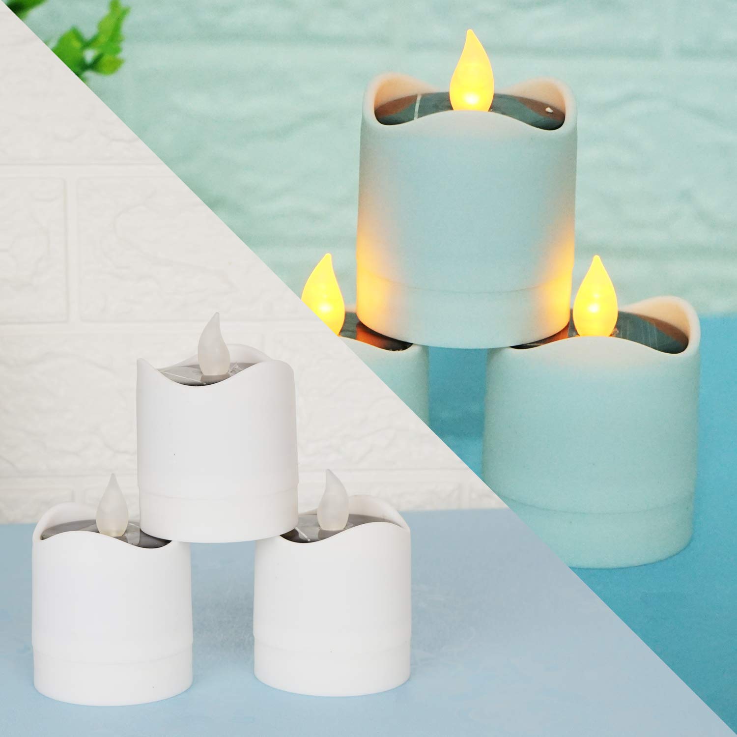 Set van 6 zonnekaarsen voor buiten, warmwit, vlamloos, led