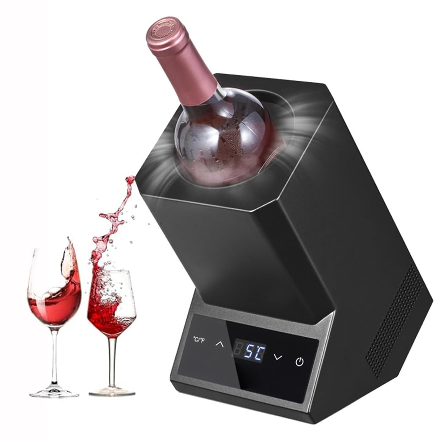 Enfriador Eléctrico De Vino, Enfriador De Una Sola Botella, con Control Digital De Temperatura (41-64 °F), Frío Durante 24 Horas, Bajo Nivel De Ruido, Ideal para Fiestas Y Regalos