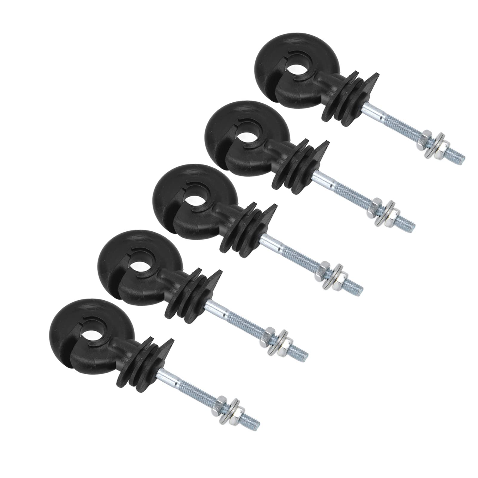 100 Set di Isolatori per Recinto Elettrico Nero, Isolante Ad Anello Avvitabile, Isolante per Recinto Elettrico Anti-intemperie, per Sostituzione per Recinto Elettrico M5