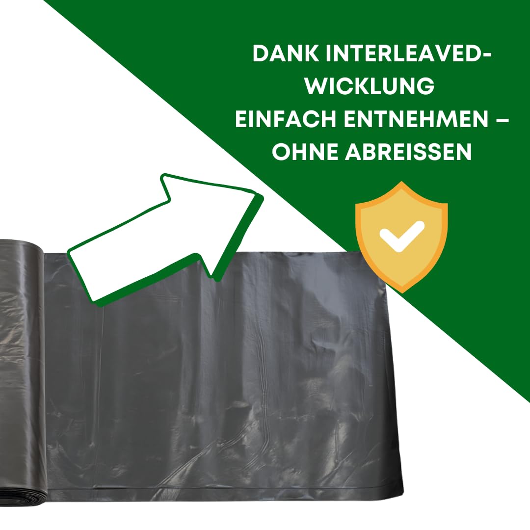 Müllbeutel Extra Stark 60 L | 20 Rollen Vorratspack | Schwerlast Abfallsäcke für Haushalt, Garten & Gewerbe | Reißfest & durchstoßsicher | Großes Fassungsvermögen