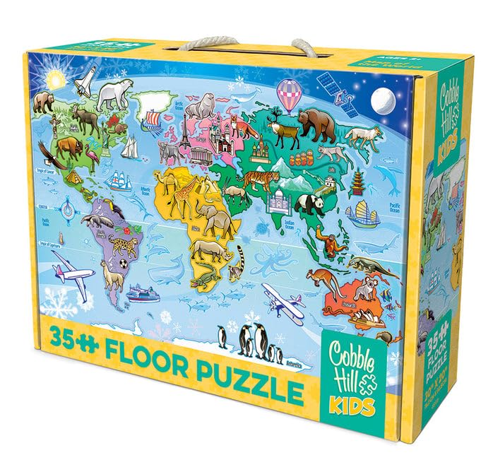 Cobble Hill Kids 35 Piece Floor Puzzle - Map Of The World - for Ages 3 and up