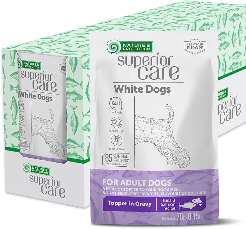 Ração úmida para cães Nature's Protection com atum e salmão, Pacote com 24 sachês de 70 g