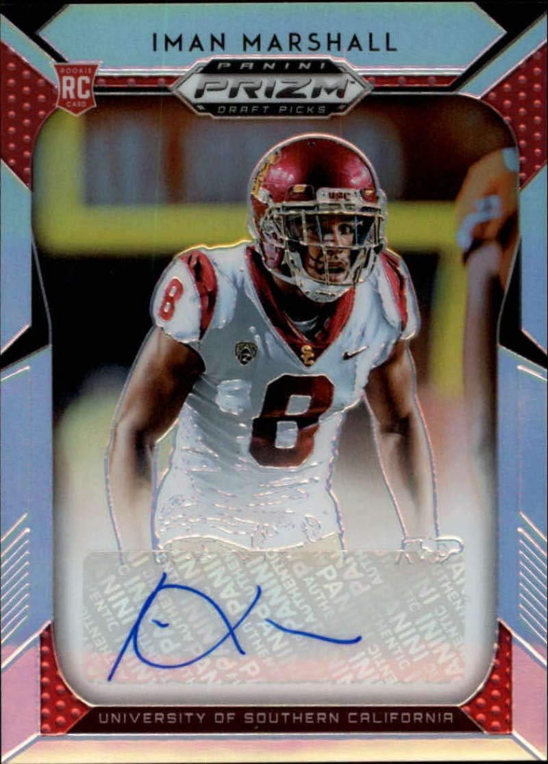 2019 Prizm Draft Picks Football Silver Prizm Autograph #226 Iman Marshall USC Trojans RC Rookie Auto Panini NFL Collegiate Card