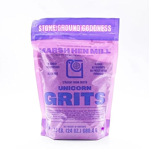 Marsh Hen Mill Unicorn Organic Grits – Stone Ground Heirloom Blend of Pink Corn | Old-Fashioned Corn Grits | Gluten-Free & No Additives | Pure All-Natural Corn | 24 oz (Pack of 1)