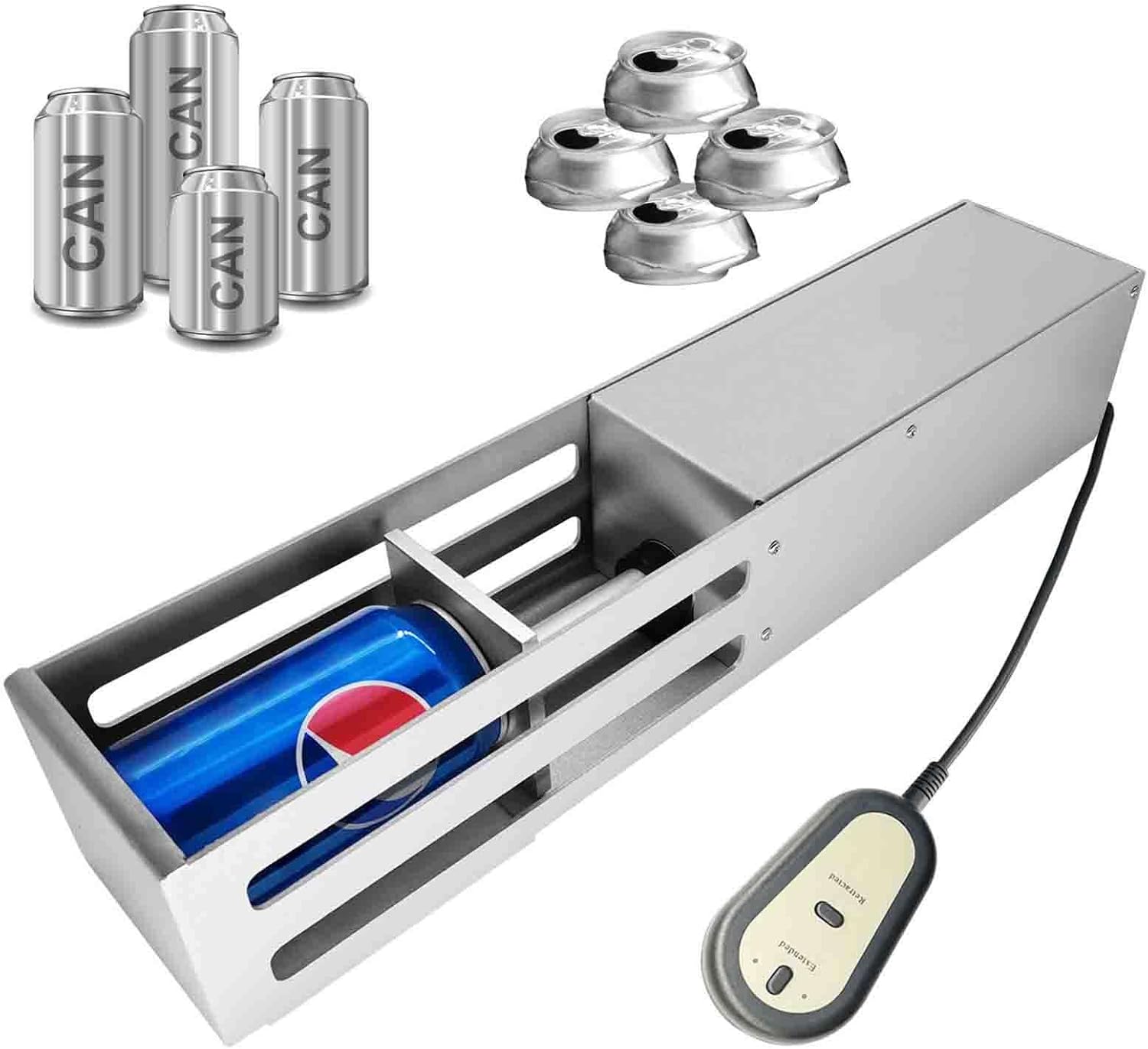 12/16Oz Electric Aluminum Can Crusher - Suitable for 200~550Ml Cans/Plastic Water Bottles, Environmentally Friendly Recycling Can Crusher - 3.3''X7.2'' Storage Compartment