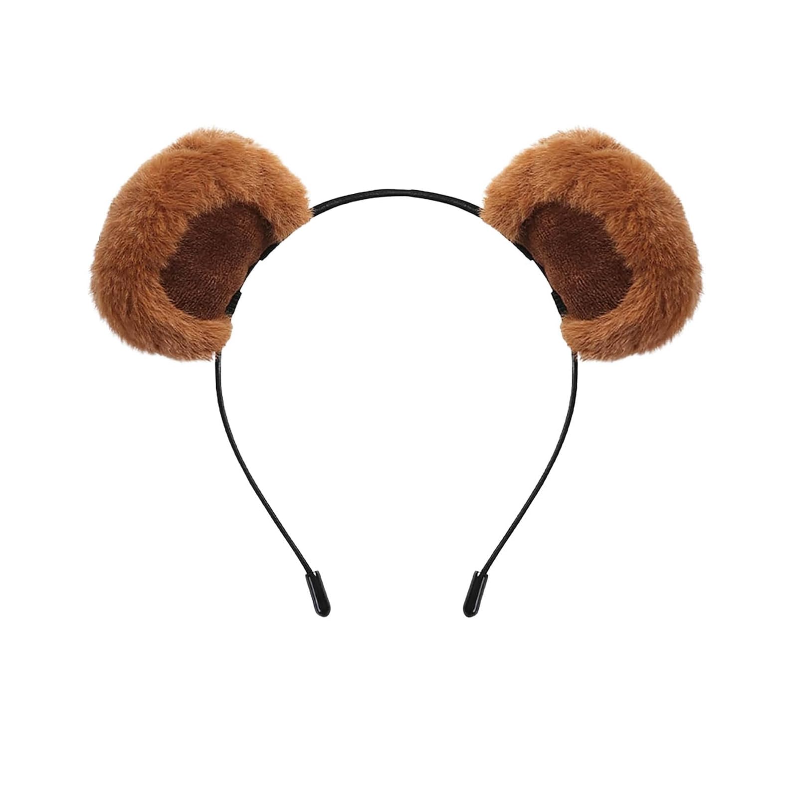 AMWYODK Brown Bear Ears Headband, Furry Ears Headband, Animal Head Wear Halloween Accessories Cosplay Party (Bear-brown)
