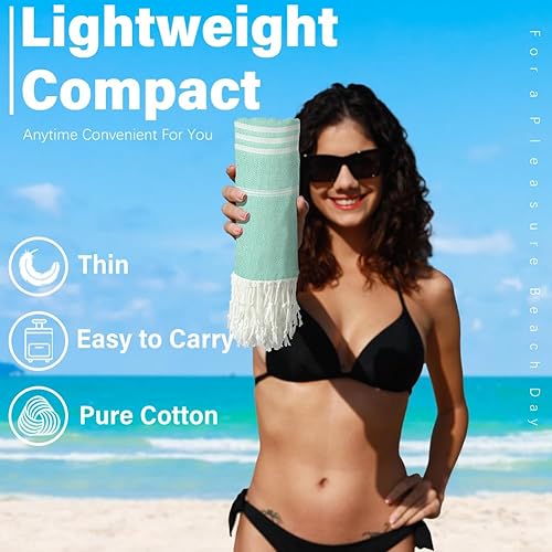 Miniatura 2 de Toalla de playa turca de secado rápido, absorbente, 10% algodón, ligera, fina, para baño, piscina, toallas de natación, extra grandes, sin arena,