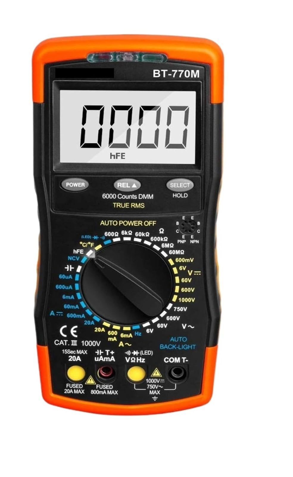 Uniwersalny miernik multimetru BT-770M 6000 zlicza prąd AC i DC, rezystancja, pojemność